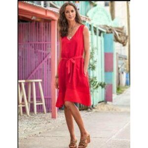 NWOT Sundance Cafe Rouge Dress Linen Silk Small Sleeveless Red